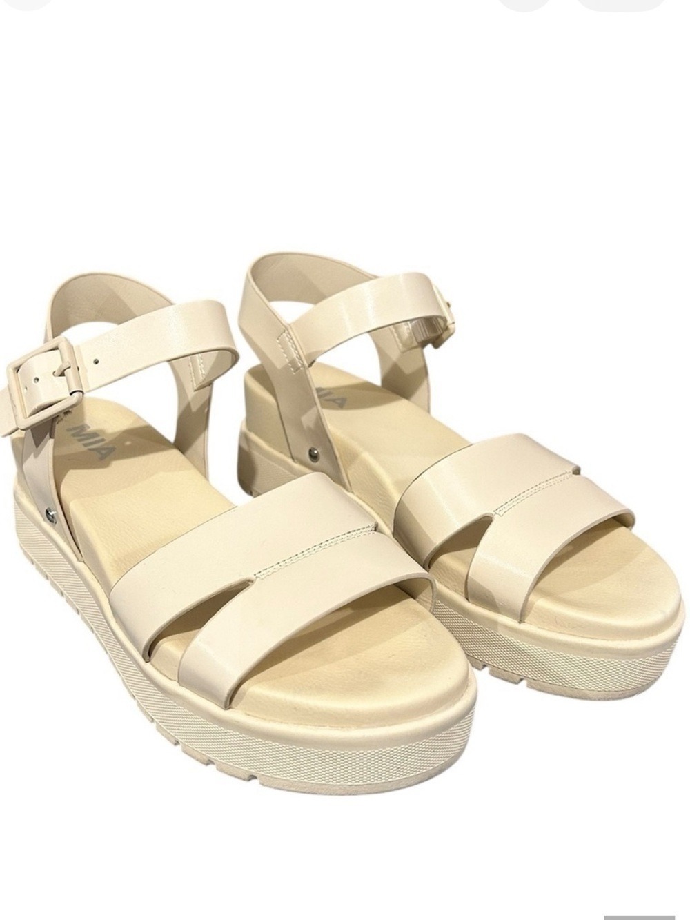 MIA Platform Strappy Platform Sandals Buckle Strap Bone Color Women’s Size 8 VGC